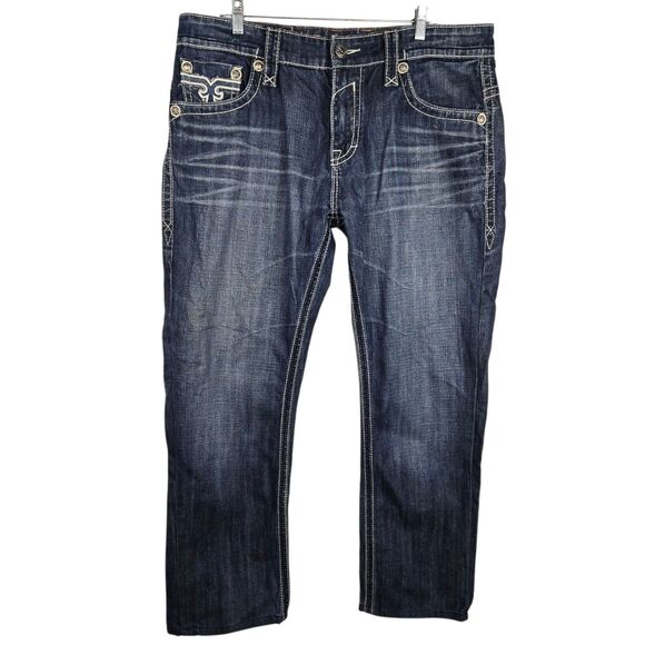 Rock Revival George Straight Jeans Men's Sz 38 Blue Medium Wash RRJ8620-5STR - Picture 1 of 10